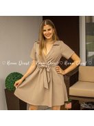 Annie V nyakú ruha megkötővel - bézs 