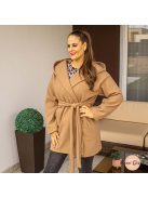 Camel kapucnis szövet kabát