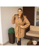 Camel kapucnis szövet kabát
