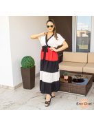 Tricolor fodros maxi ruha - piros