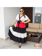 Tricolor fodros maxi ruha - piros