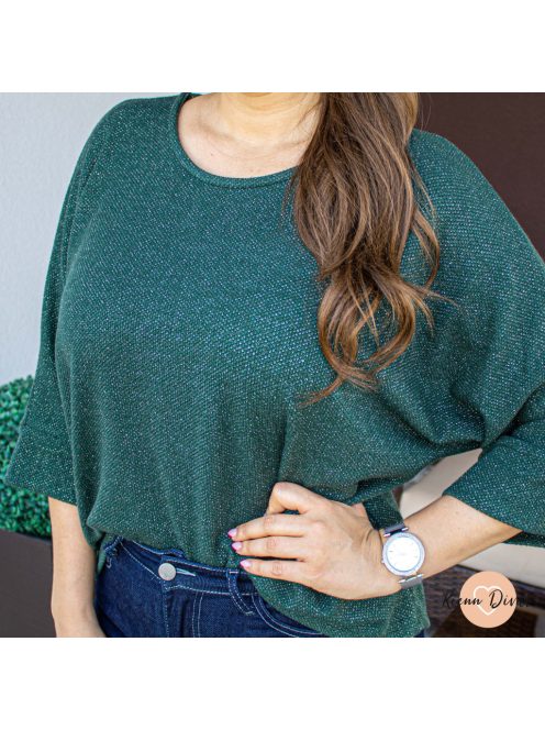 Bright csillogós kötött pulóver - zöld