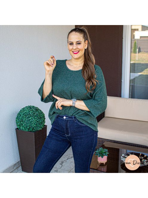 Bright csillogós kötött pulóver - zöld