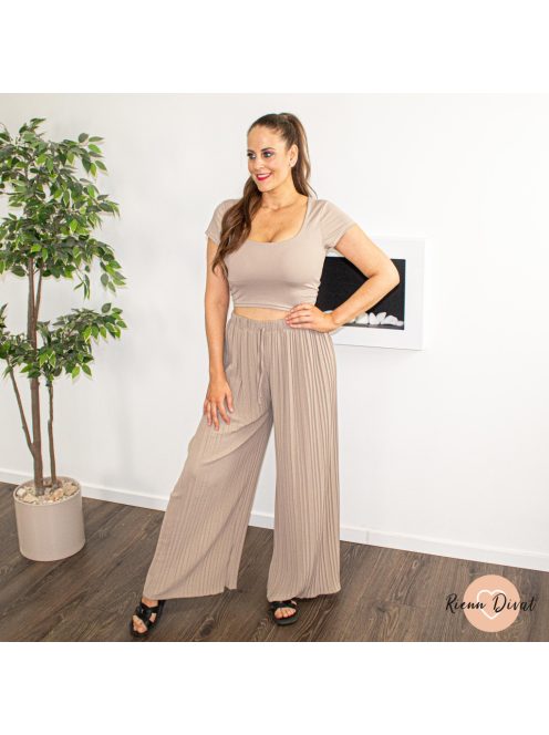 Crop top poliamid anyagból - PUSH UP - mokka