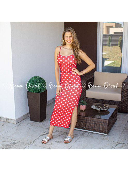 Dotty piros-fehér pöttyös ruha - PUSH UP