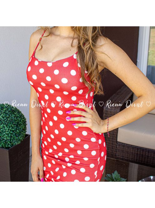 Dotty piros-fehér pöttyös ruha - PUSH UP