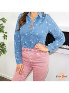 Dusty rose rugalmas gumis derekú farmer nadrág