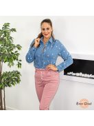 Dusty rose rugalmas gumis derekú farmer nadrág