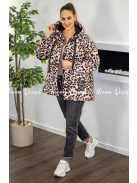 Leona oversize leopárd mintás dzseki kapucnival 