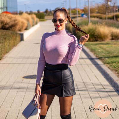 Lulu bélelt műbőr szoknya nadrág (skort) - fekete