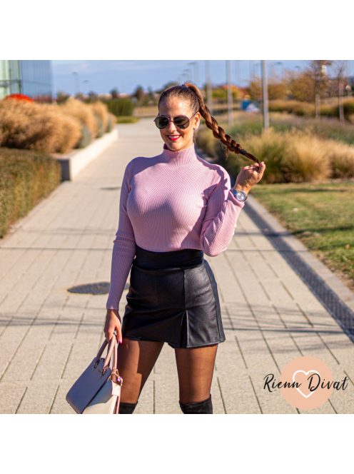 Lulu bélelt műbőr szoknya nadrág (skort) - fekete