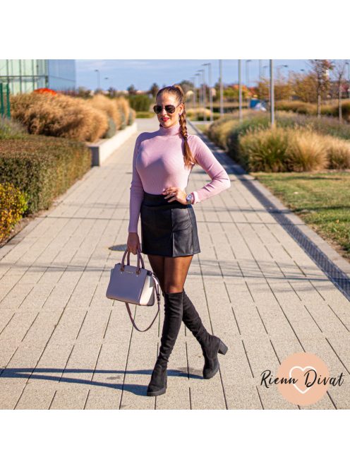 Lulu bélelt műbőr szoknya nadrág (skort) - fekete