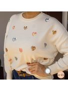 Love szívecskés puha oversize kötött pulóver