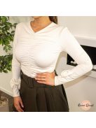 Basic ráncolt felső masnival - krémszín