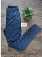 Denim farmer hatású alakformáló leggings PUSH UP - sötétkék