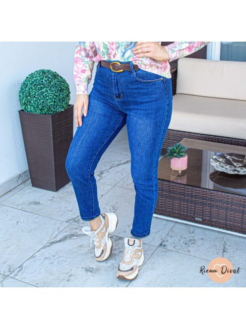 Hanna MOM fit farmer nadrág - PUSH UP + öv - sötétkék