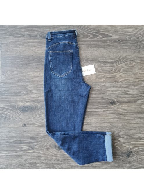 Hanna MOM fit farmer nadrág - PUSH UP + öv - sötétkék