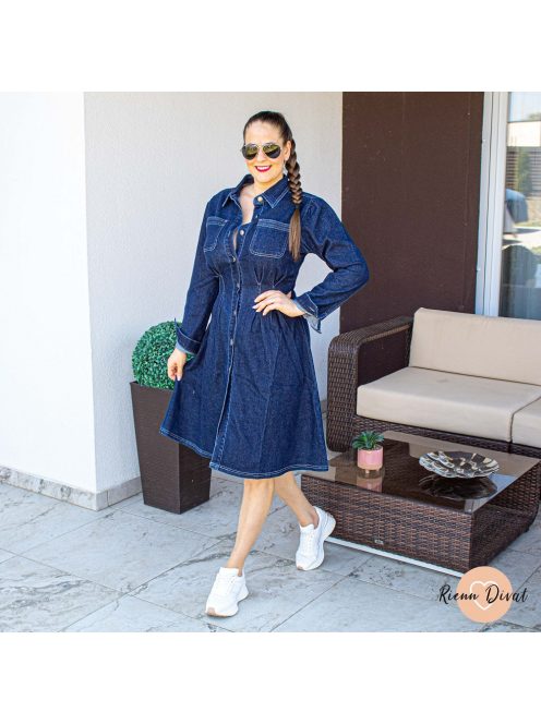 Lemila őszi rugalmas farmer midi ruha 