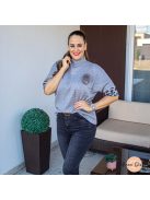 Lisbon puha kötött felső - leopárd mintával - szürke