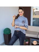 Lisbon puha kötött felső - leopárd mintával - szürke