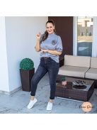 Lisbon puha kötött felső - leopárd mintával - szürke